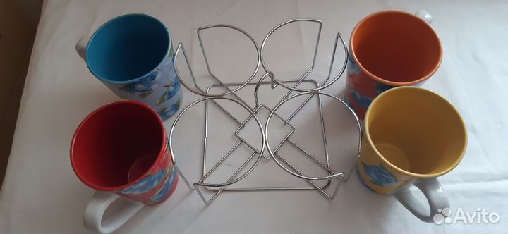 Набор бокалов и стаканов на подставке, новые