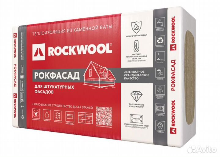 Утеплитель Rockwool Рокфасад 50 мм 2.4 м²