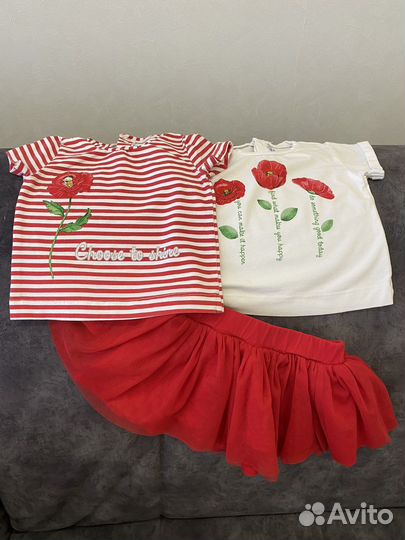 Комплект для девочки футболка 2 шт. + юбка 74