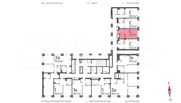 Квартира-студия, 21,9 м², 3/52 эт.
