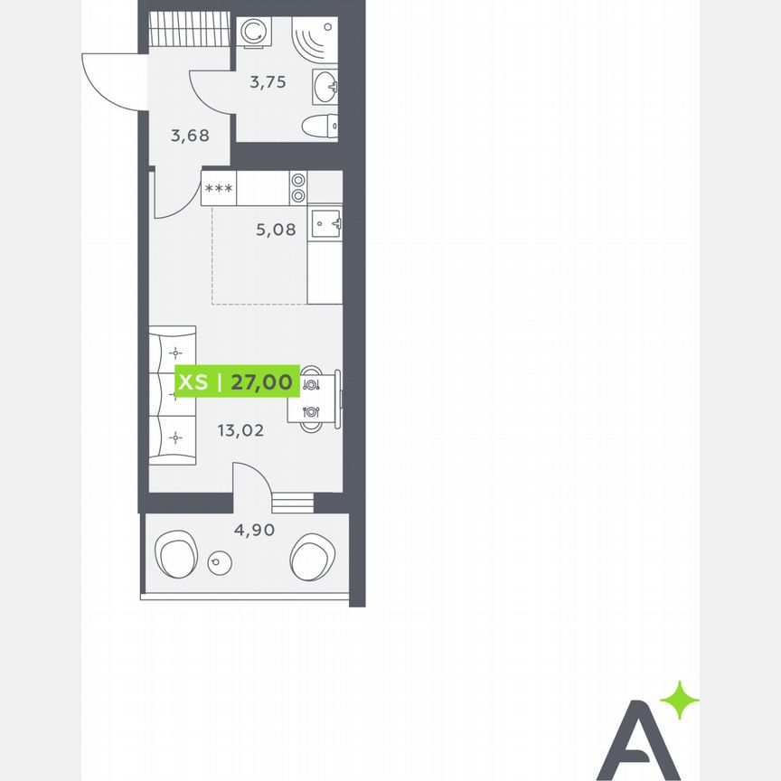 Квартира-студия, 27 м², 11/12 эт.