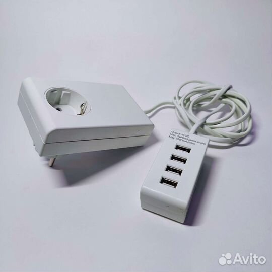 Сетевое зарядное устройство с 4 USB, с удлинителем