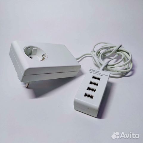 Сетевое зарядное устройство с 4 USB, с удлинителем
