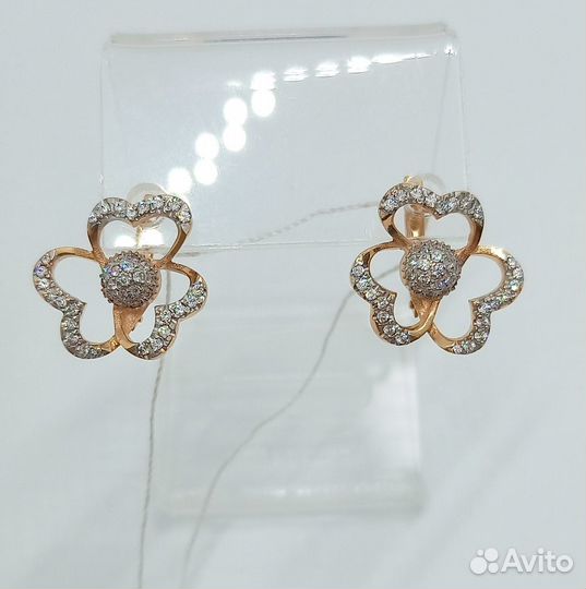 Серьги с синтетическим камнем Золото