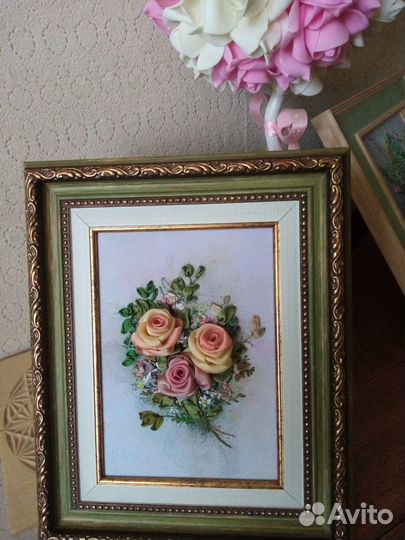 Картина, вышивка шелковыми лентами