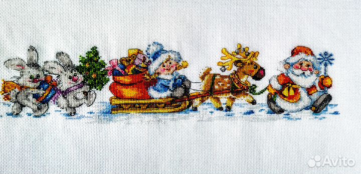 Вышитая крестом картина С Новым Годом, В раме