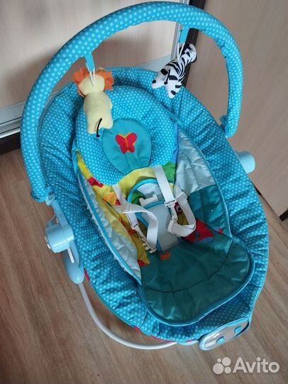 Детские электронные качели шезлонг 2в1