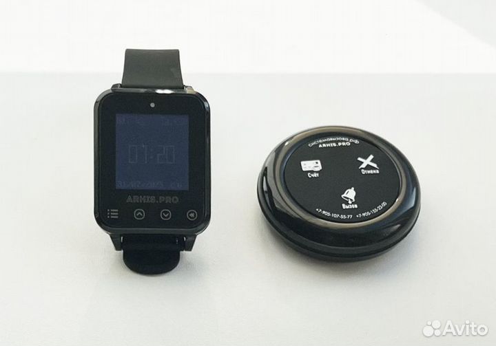 Кнопка вызова официанта влагозащищенная и часы