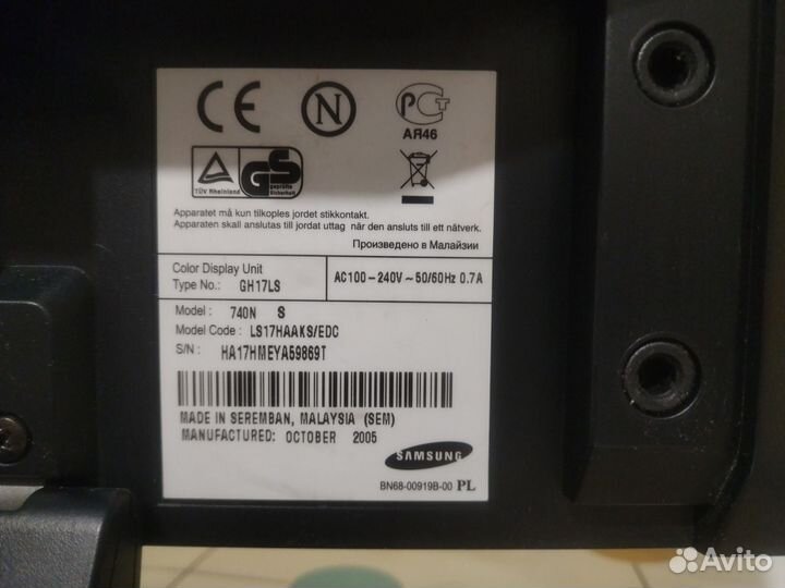 Монитор Samsung syncmaster 740n