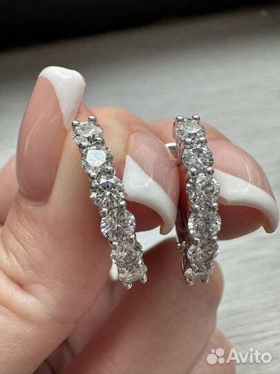 Золотые серьги-дорожки с бриллиантами 1,57к