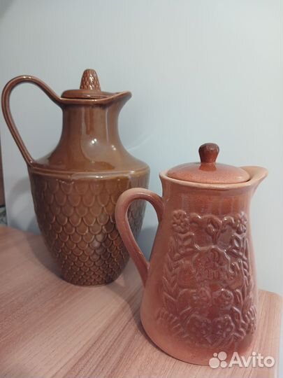 Глиняный кувшин с крышкой СССР