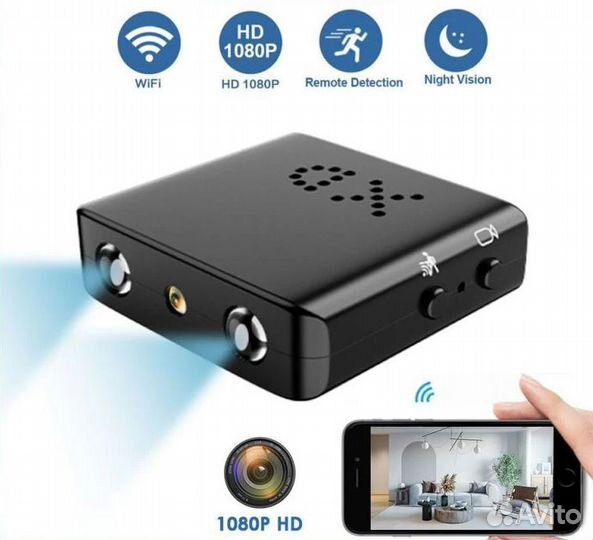 Мини камера HD 4К 1080P Wi-Fi ик подсветка