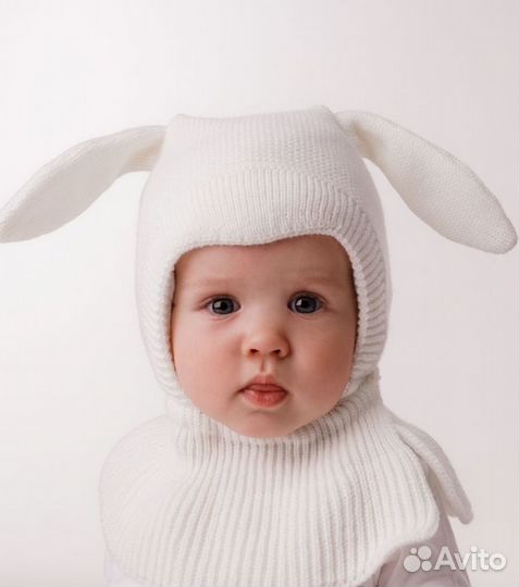 Зимняя шапка шлем Журавлик, 44-46, 9- 12 мес