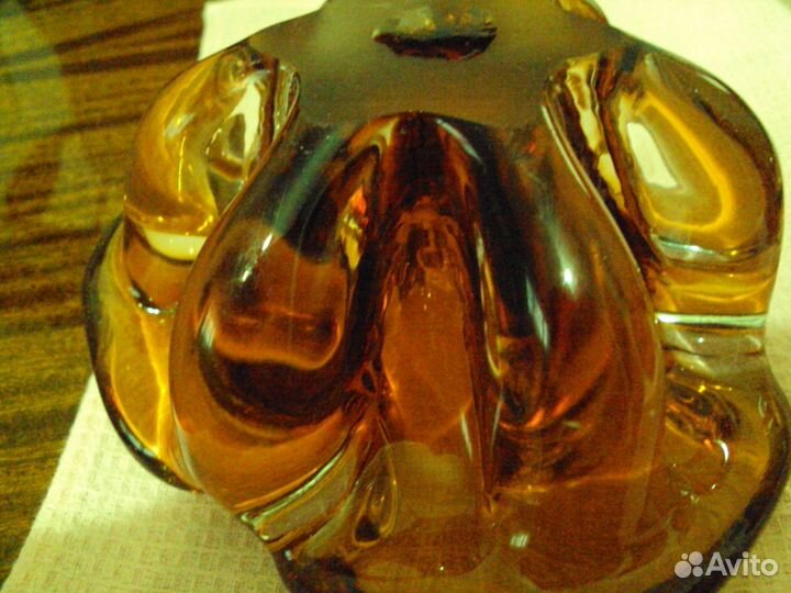 4вазы из цветного гутного стекла СССР лзхс,Богемия