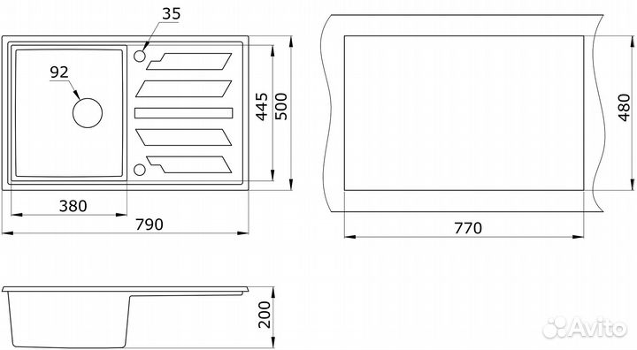 Мойка для кухни Granula GR-8002 прямоуг. 79х50