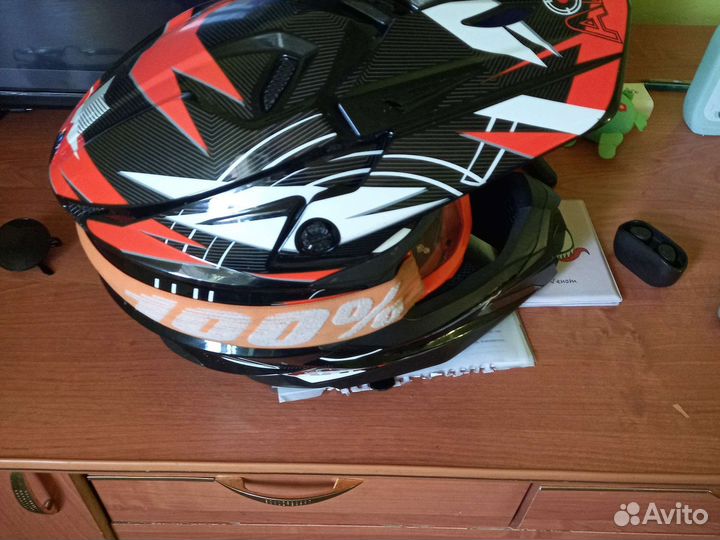 Шлем для питбайка с очками