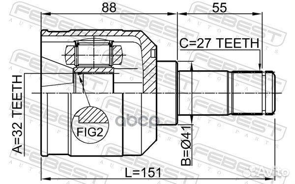 ШРУС внутренний 32X41X27 mitsubishi lancer 07