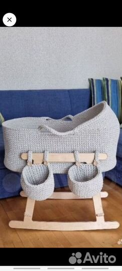 Вязаная люлька колыбелька для новорожденного