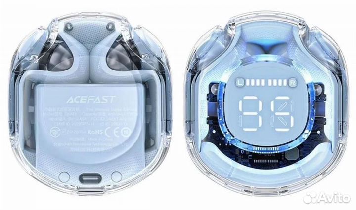 Беспроводные наушники acefast T8 голубой Crystal