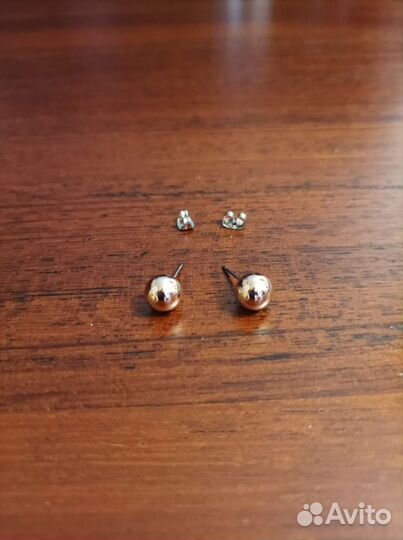 Серьги пусеты шарики базовые, цвет серебристый