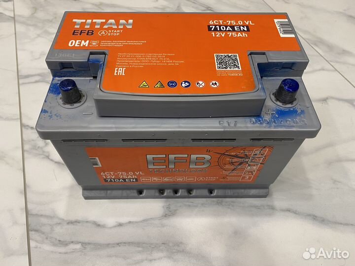 Аккумулятор titan 6CT-75.0VL 75Ah 9000-00