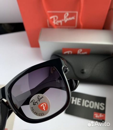 Очки ray ban justin Polaroid черные глянцевые