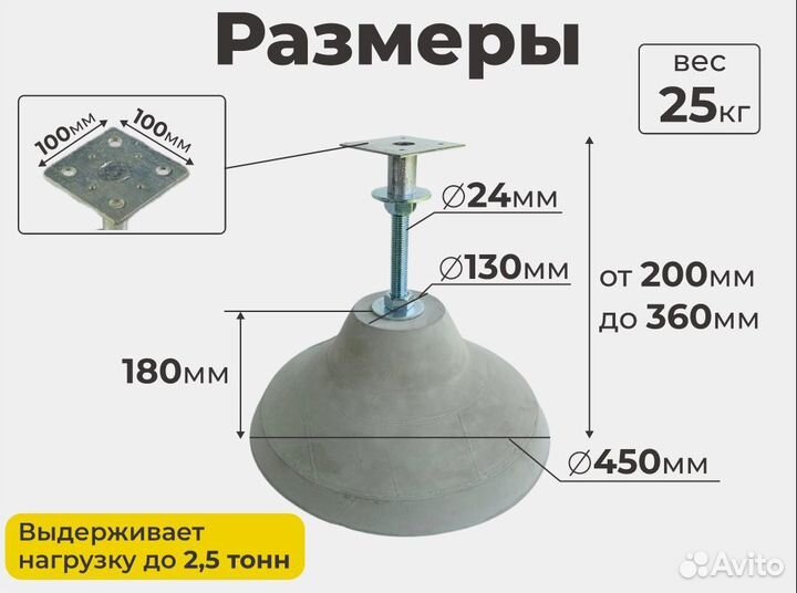 Регулируемая бетонная опора Фундаментный блок фбс