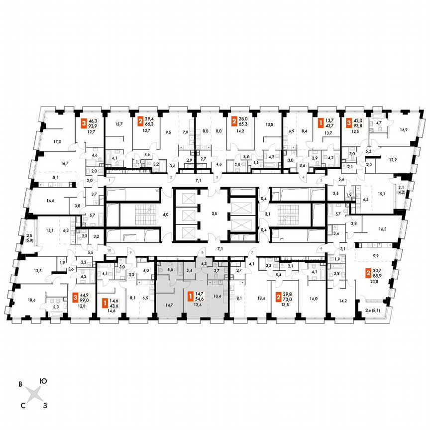 1-к. квартира, 54,6 м², 22/22 эт.
