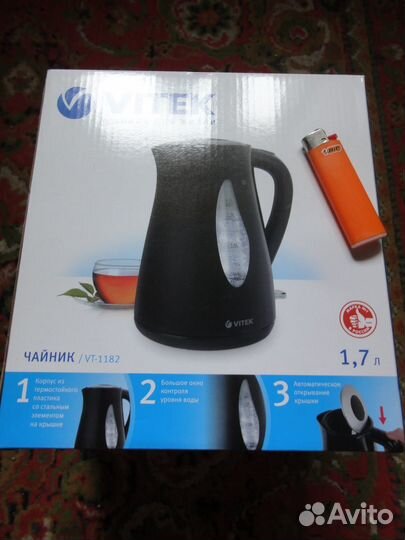 Чайник электр.Vitеk,1,7л,скрытый диск,черный,новы