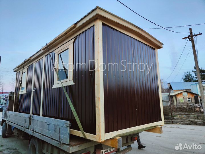 Вагончик бытовка строительная с установкой