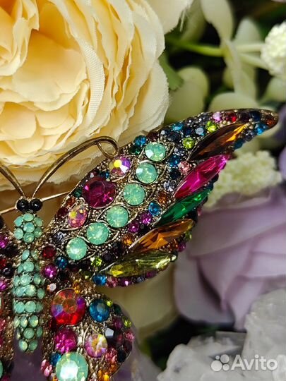 Брошь бабочка зеленая