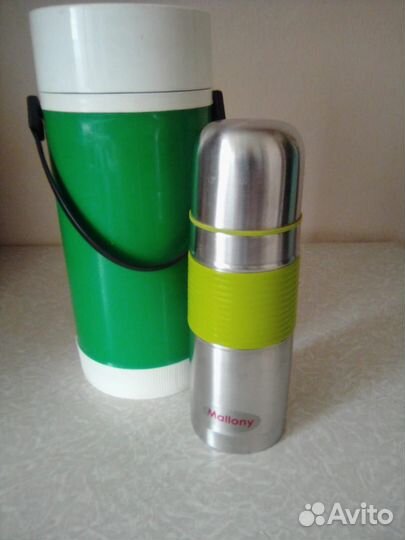 Термос 1л СССР со стеклянной колбой и 0.3л