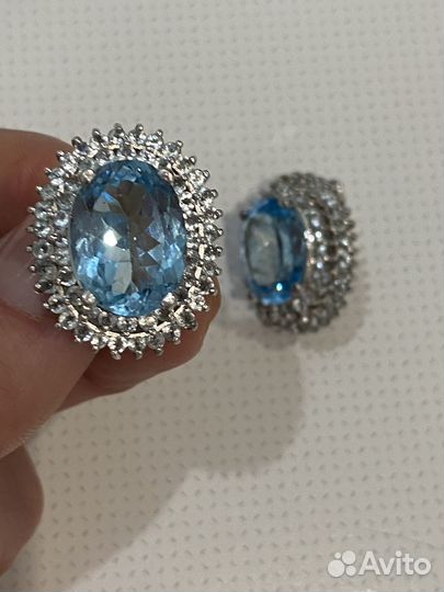 Серебряное серьги с топазом
