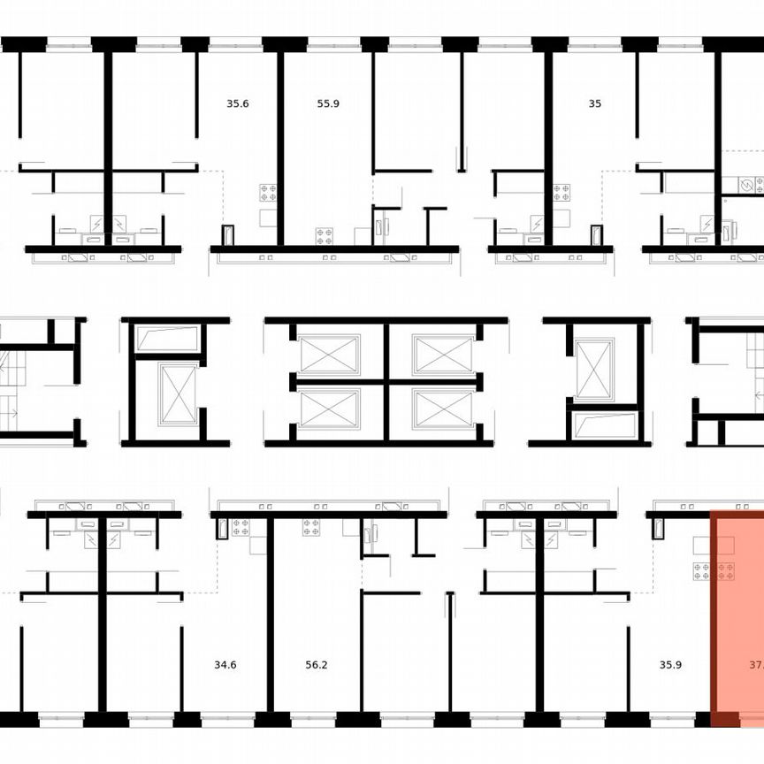 1-к. квартира, 37,9 м², 15/53 эт.