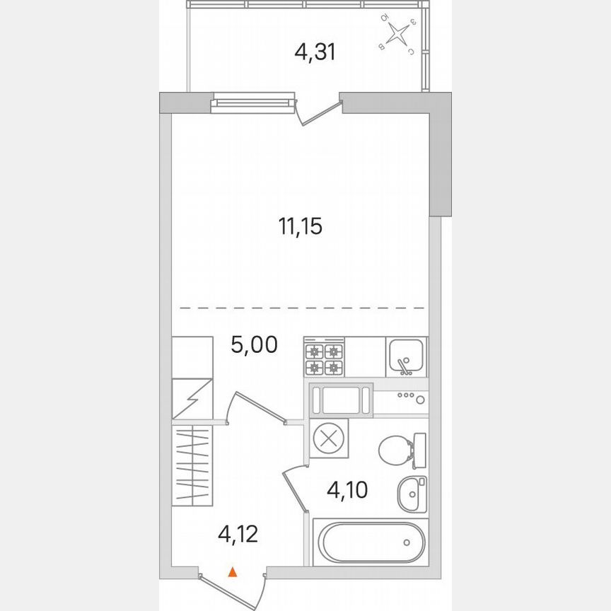 Квартира-студия, 25,7 м², 7/8 эт.