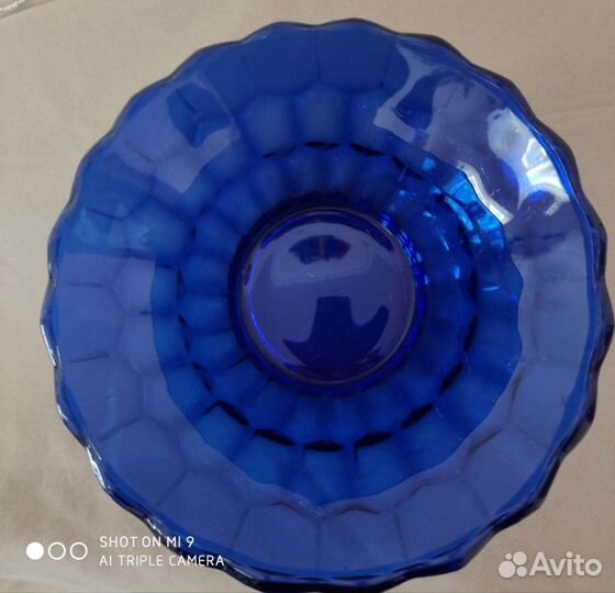 Ваза для фруктов цветное стекло СССР