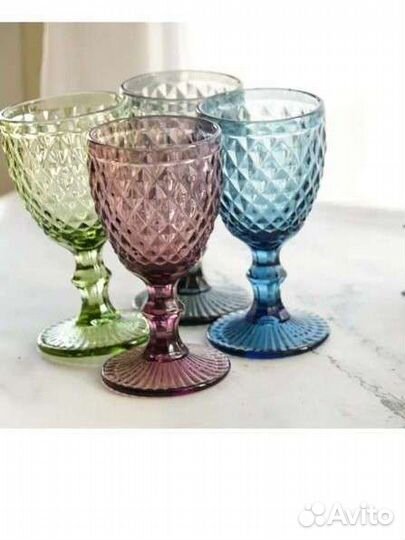 Бокалы из цветного стекла 4 шт