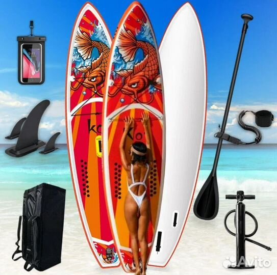 Sup board Fun Water koi сап борд доска оранжевый