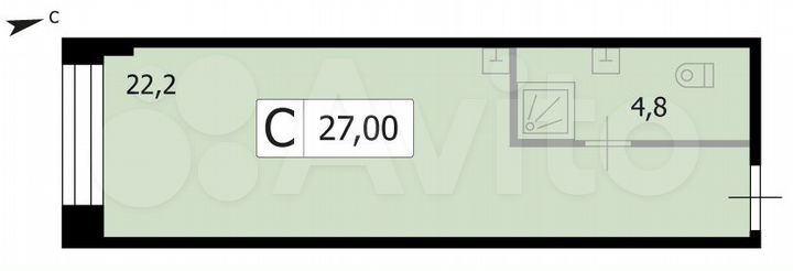 Апартаменты-студия, 27 м², 1/8 эт.