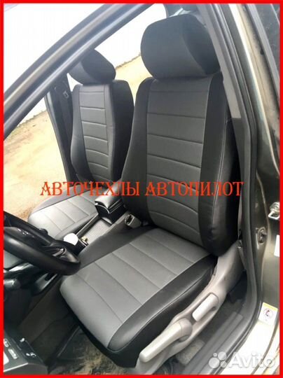 Чехлы Автопилот Honda Civic из экокожи чёрно-серые