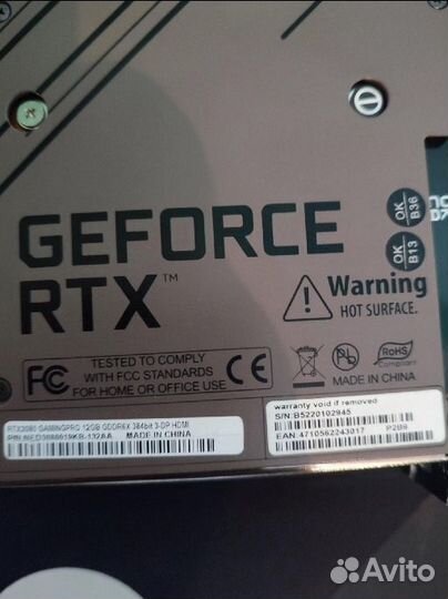 Видеокарта palit rtx3080 gaming pro oc 12gb