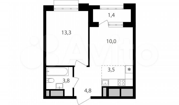 2-к. квартира, 36,8 м², 3/20 эт.