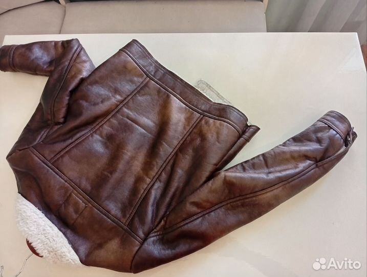 Кожаная дубленка pull&bear