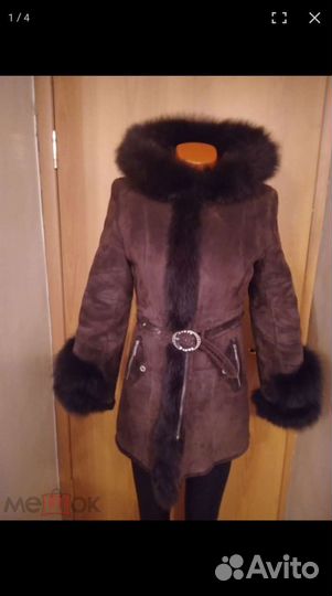 Дубленка италия 44-46 р стильная с кожей