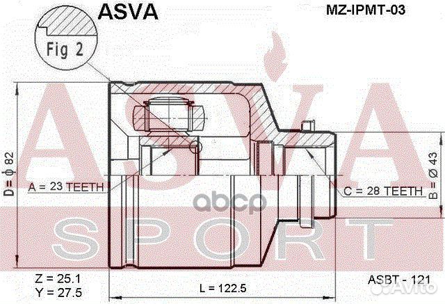 ШРУС внутренний перед прав mzipmt03 asva