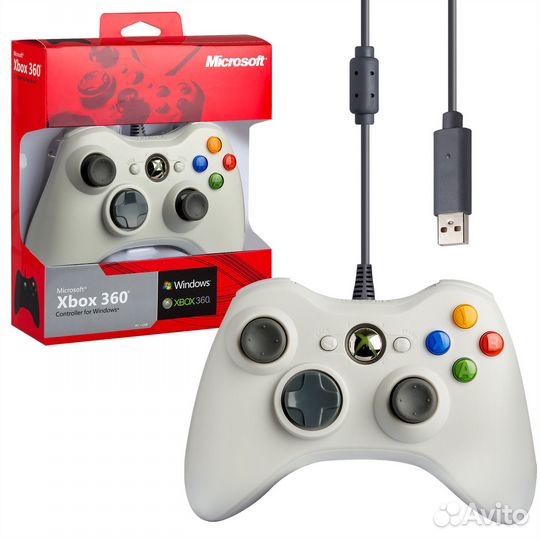 Джойстик проводной для xbox360, гарантия 3 мес