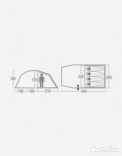 Палатка туристическая 4 местная с тамбуром