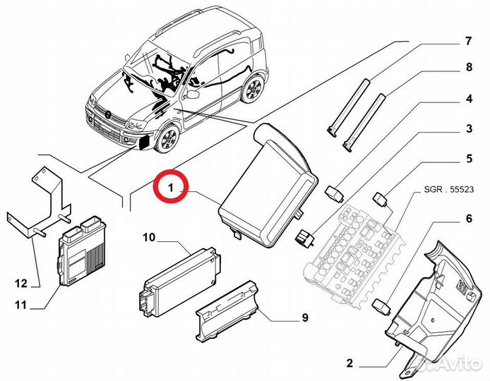 Крышка блока предохранителей 51780300 Fiat Panda N