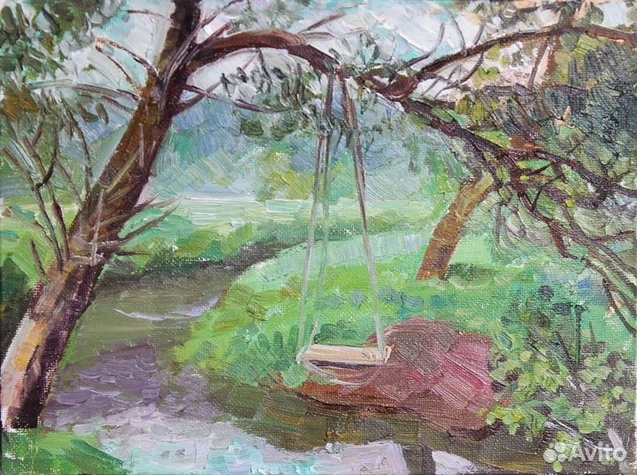 Картина маслом Летний этюд у реки