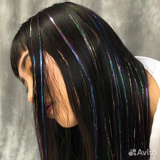 Блестящие нити в волосы